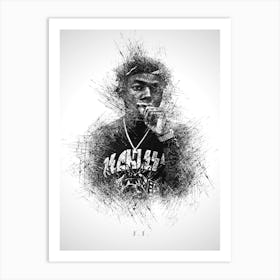 J Rapper Sketch Art Print