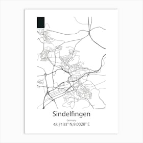 Sindelfingen,Germany Minimalist Map Art Print