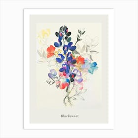 Bluebonnet 6 Collage Flower Bouquet Poster Art Print