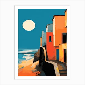 Hayle Towans Beach Cornwall Abstract Orange Hues 3 Art Print