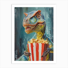Dinosaur With Popcorn Brushstroke 2 Art Print