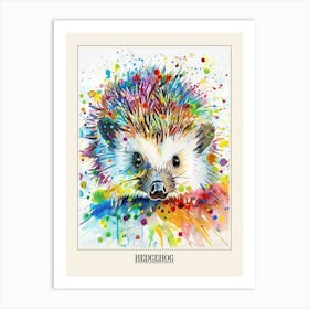 Hedgehog Colourful Watercolour 4 Poster Art Print