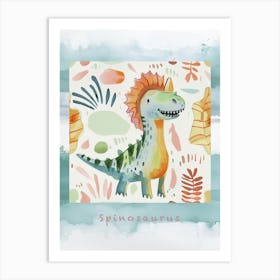 Cute Spinosaurus Dinosaur Watercolour Style 2 Poster Art Print