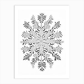 Winter, Snowflakes, William Morris Inspired Art Print