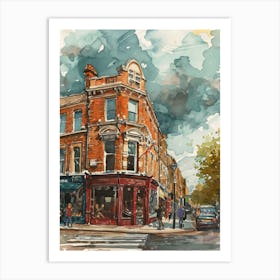 Hackney London Borough   Street Watercolour 5 Art Print
