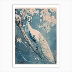 White Peacock In A Tree Vintage Photograph Inspired Art Print