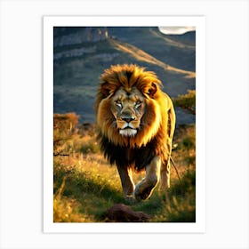 Lion In The Grass Art Print