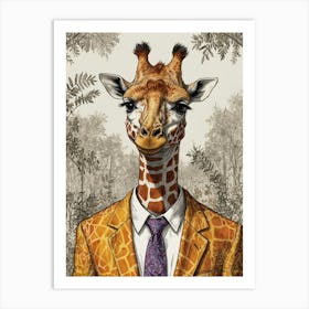 Giraffe In Suit 9 Art Print