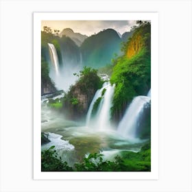 Ban Gioc–Detian Falls, Vietnam And China Realistic Photograph (1) Art Print