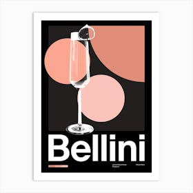 Mid Century Dark Bellini Cocktail Art Print