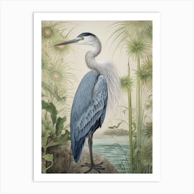 Ohara Koson Inspired Bird Painting Great Blue Heron 1 Art Print