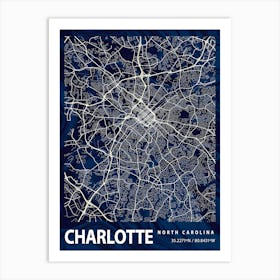 Charlotte Crocus Marble Map Art Print