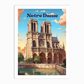 Notre Dame France Cathedral Travel Illustration Art Print