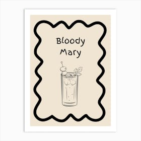 Bloody Mary Doodle Poster B&W Art Print