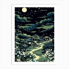 Asian Village At Night 1 Art Print