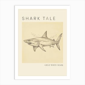Great White Shark Vintage Illustration 2 Poster Art Print