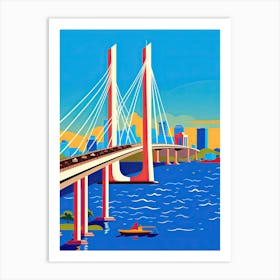 Bandra Worli Sea Link Bridge, India Colourful 3 Art Print