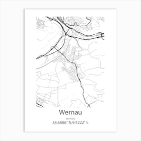 Wernau,Germany Minimalist Map Art Print