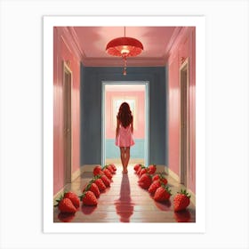 Girl In A Pink Dress art print Art Print