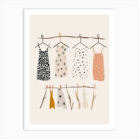 Clothes Hanging On A Clothesline Art Print