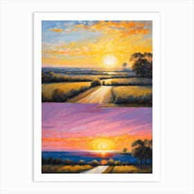 Sun Rise and Sun Set painting, 1311 Art Print