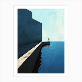 Man On A Pier, Minimalism Art Print