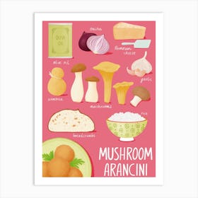 Mushroom Arancini Recipe Illustration Art Print