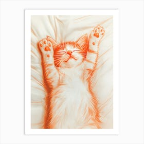 Cat Sleeping On A Pillow Art Print