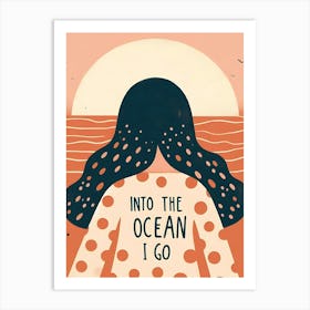 Into The Ocean I Go, sun, dress, long hair woman portrait  Art Print