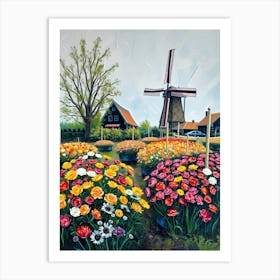 Windmill In The Garden Art Print