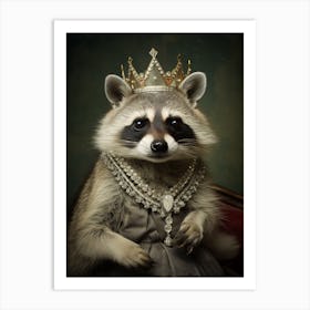 Vintage Portrait Of A Cozumel Raccoon Wearing A Crown 3 Art Print