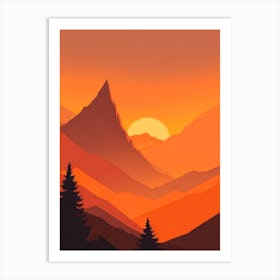 Misty Mountains Vertical Composition In Orange Tone 117 Art Print
