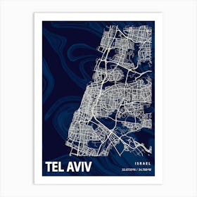 Tel Aviv Crocus Marble Map Art Print