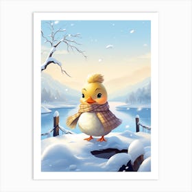 Animated Winter Duckling Art Print