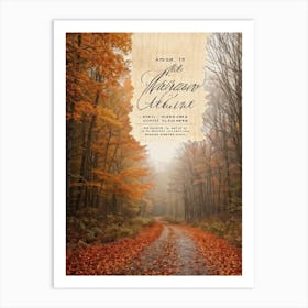 Autumn Greeting Crafted In Hand Drawn Style Rustic Typography Dancing Across The Visual Space Musi Art Print