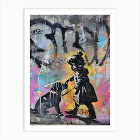 Girl And A Dog Banksy Art Art Print