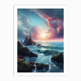 Sunset Over The Ocean Art Print