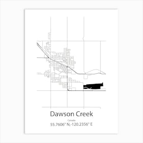 Dawson Creek,Canada Minimalist Map Art Print