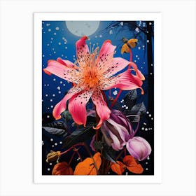 Surreal Florals Fuchsia 1 Flower Painting Art Print