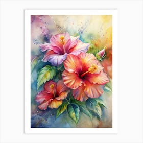 1 Vibrant Hibiscus Flowers In Full Bloom (1) Art Print