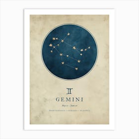 Astrology Constellation and Zodiac Sign of Gemini Art Print