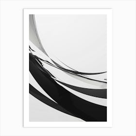 Abstract Black And White Curved Lines Art Print