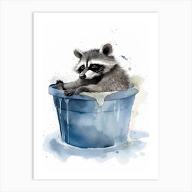 A Urban Raccoon Watercolour Illustration Storybook 4 Art Print