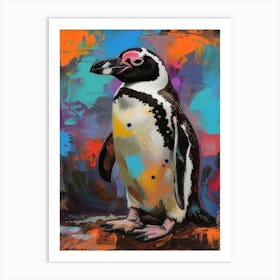African Penguin Colour Block Painting 3 Art Print