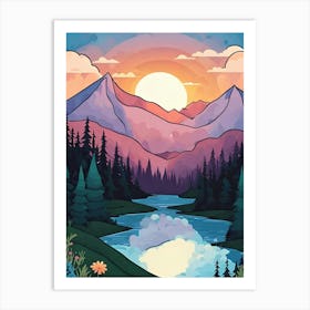 Sunset In The Mountains 3 Art Print