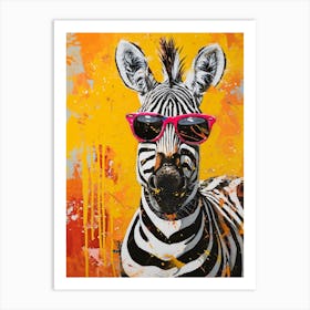 Kitsch Portrait Of A Zebra In Sunglasses 1 Art Print