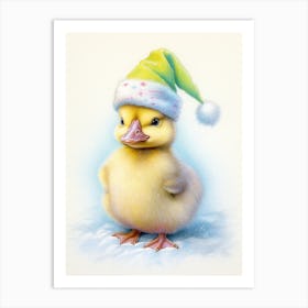 Christmas Hat Duckling 1 Art Print