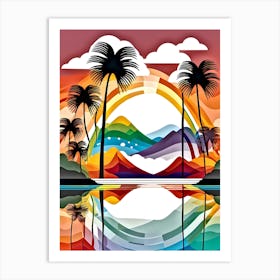 Abstract Tropical Scene With Palm Trees Art Print