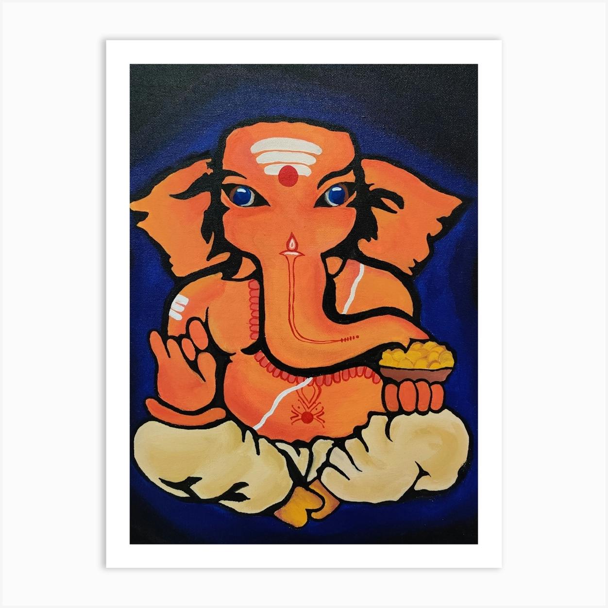 Color vector illustration of an indian god with an elephant head. Indian  deity Ganesh. Drawing for tattoo with an elephant's head. Design element  for postcard, logo, banner. Stock Vector | Adobe Stock