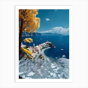 Yellow Tree On The Cliff Art Print